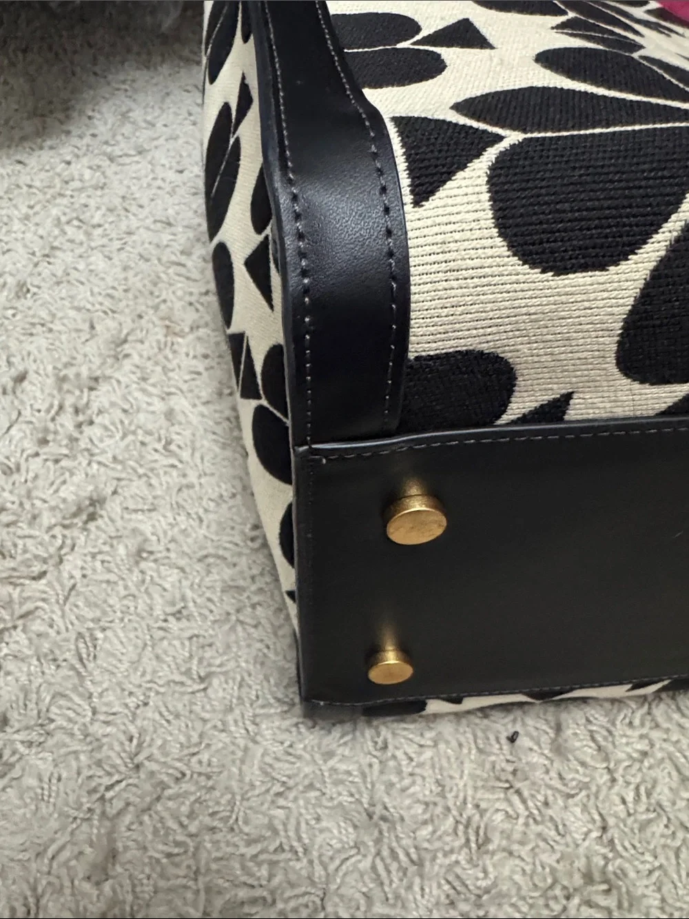 kate spade Black & Pink Stripe Canvas Tote